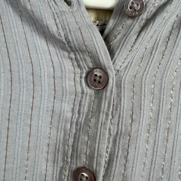 Peek Shiloh Floral Gray Embroidered Metallic Striped Long Sleeve Dress Girls 10 - Picture 14 of 16